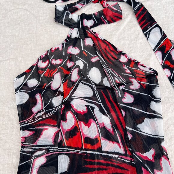 NWT Halden The Athena Luxury Stretch Mesh Butterfly Maxi Dress OS/M Goddesscore - Picture 3 of 16